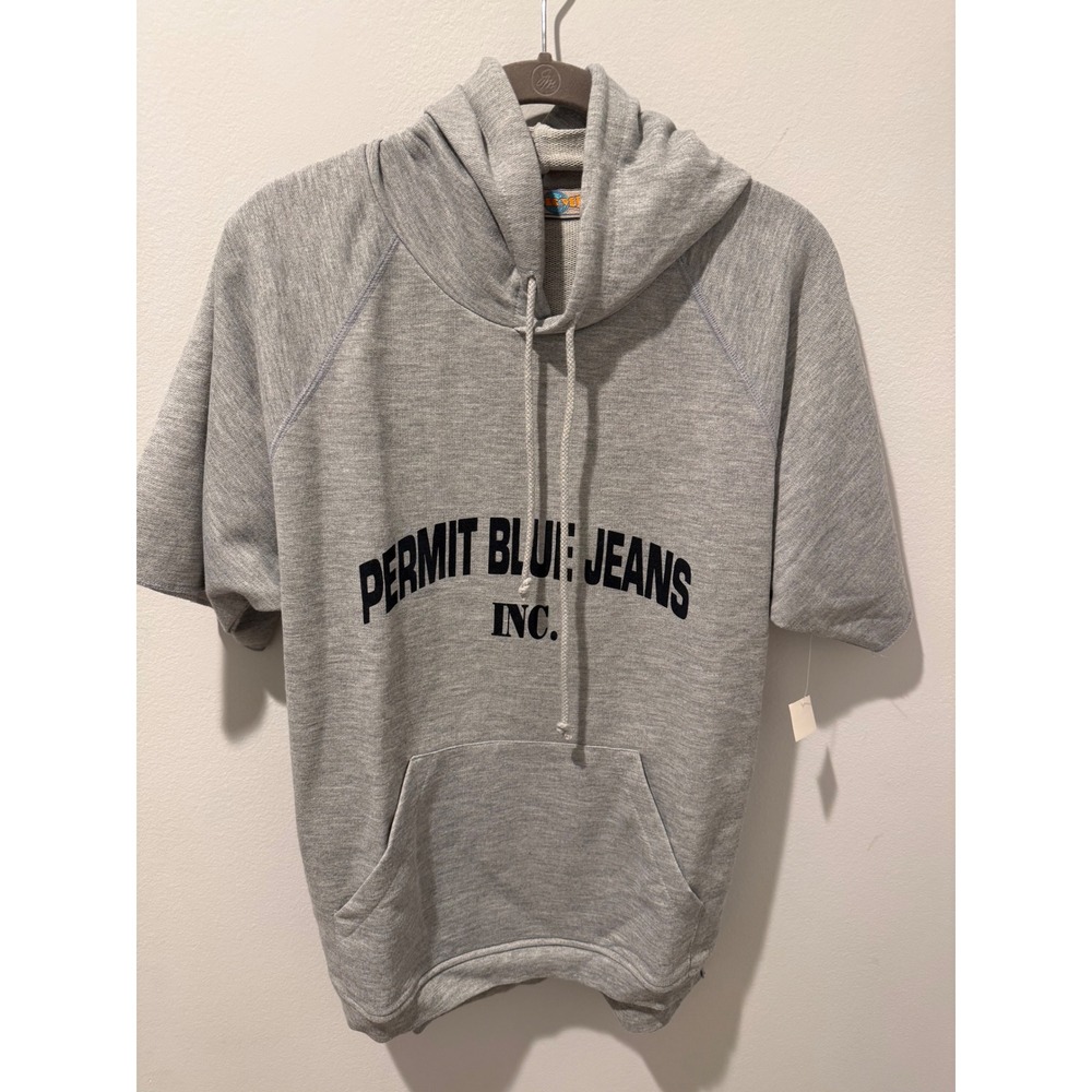 Vintage 90s Permit Blue Jeans Short Sleeve Graphic Hoodie